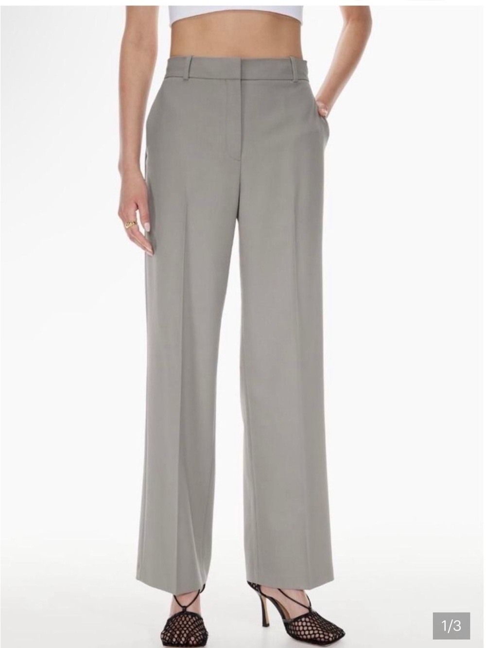 Babaton Wide-Leg Trousers in Light Gray